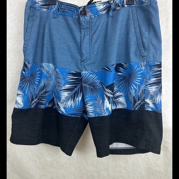 O'Neill Mens Hybrid Size 38 Swimwear Black Gray Blue Swim Board Shorts - Picture 12 of 12